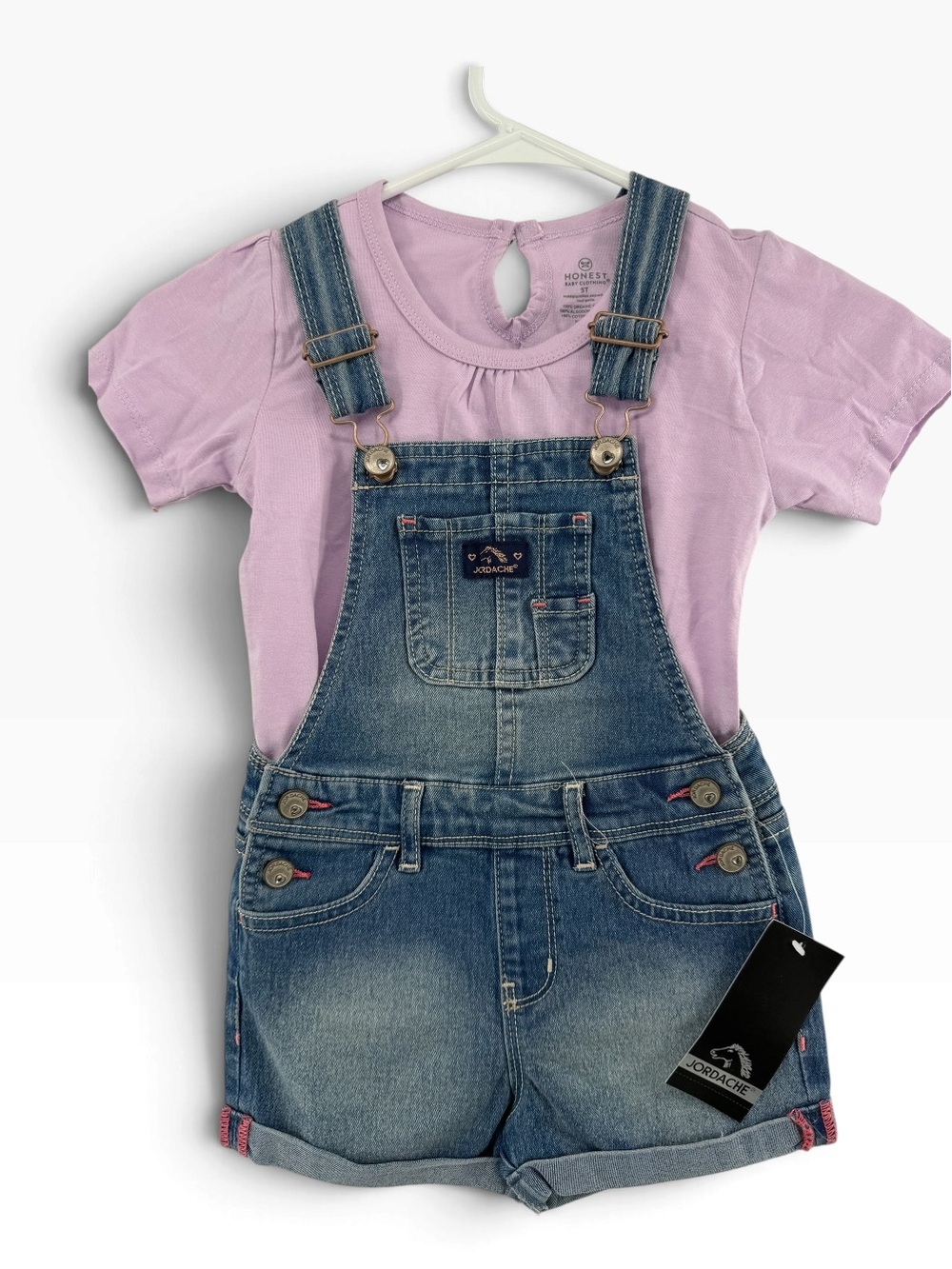Girls' Lavender Tee with Jordashe Denim Shortalls